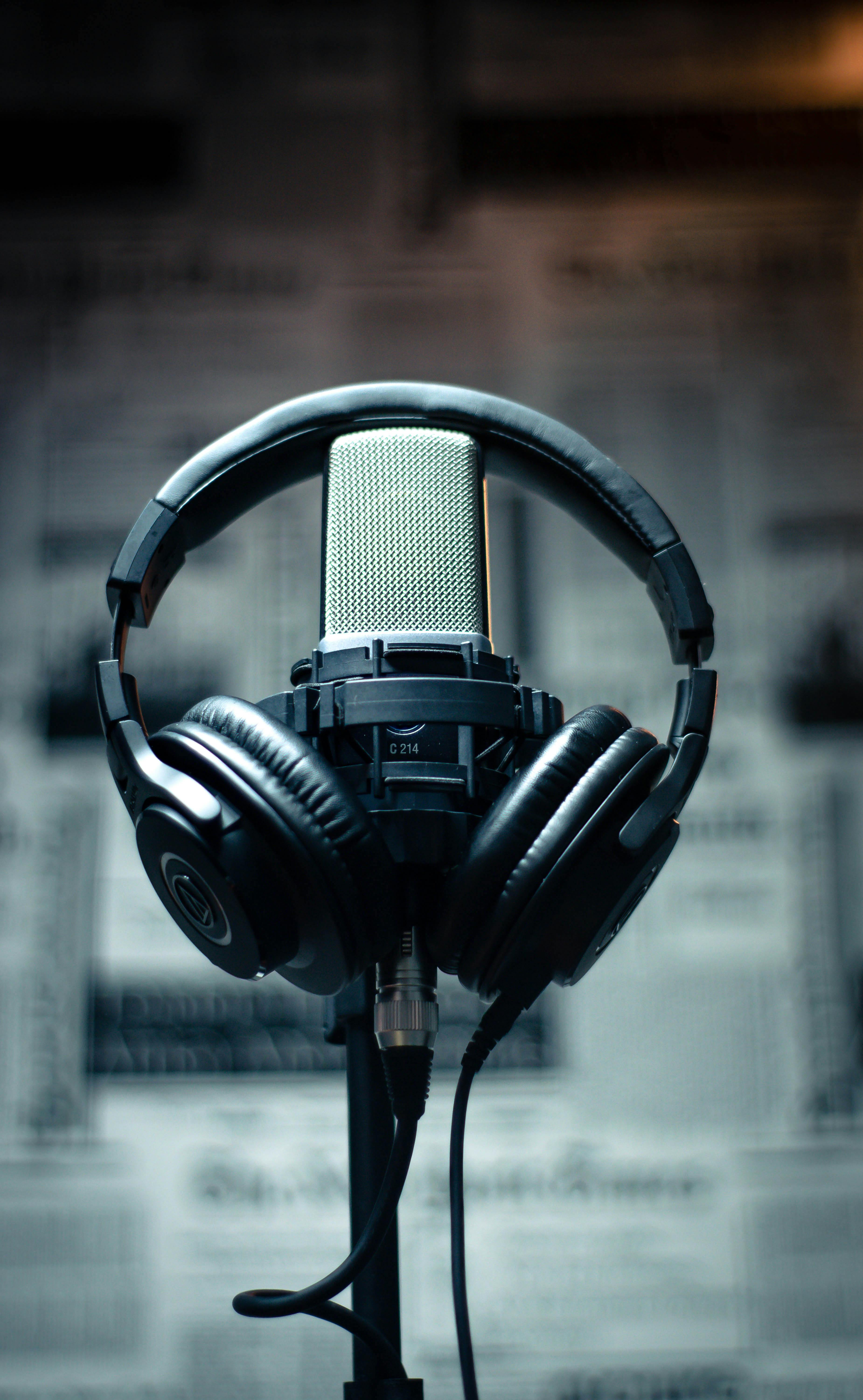 Professional studio microphone setup for vocal recording and mixing